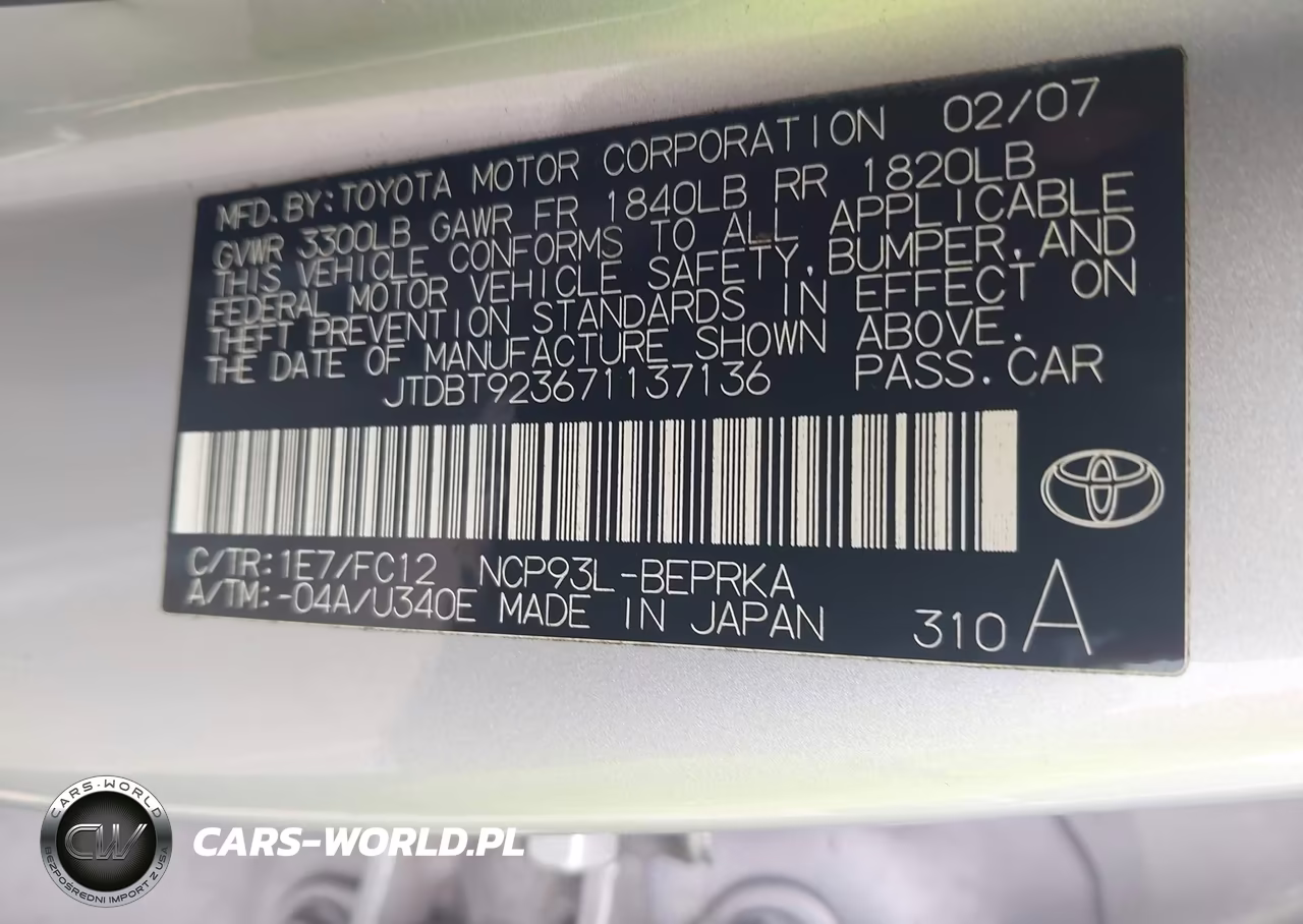 2007 Toyota Yaris S VIN:JTDBT923671137136 - 9