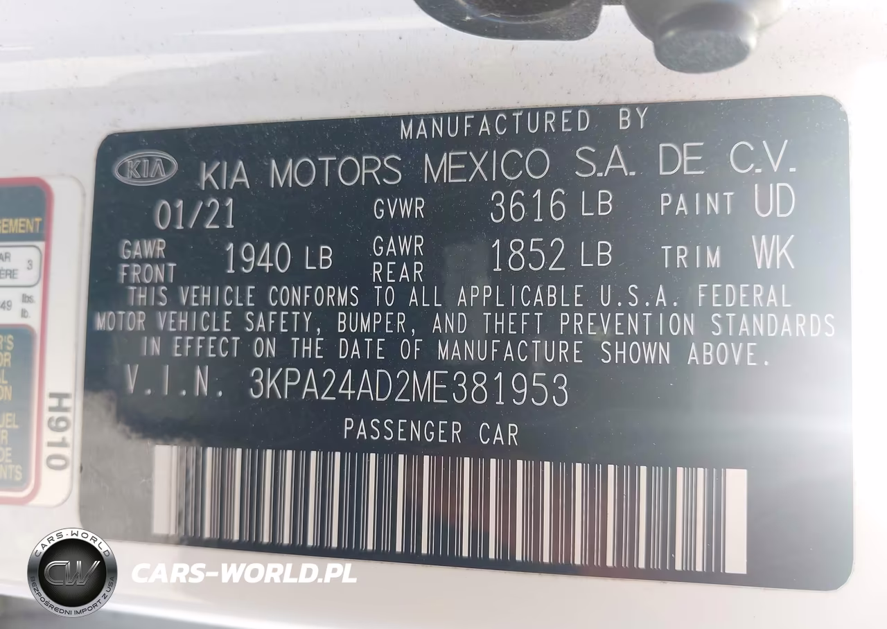 2021 Kia Rio Lx VIN:3KPA24AD2ME381953 - 9
