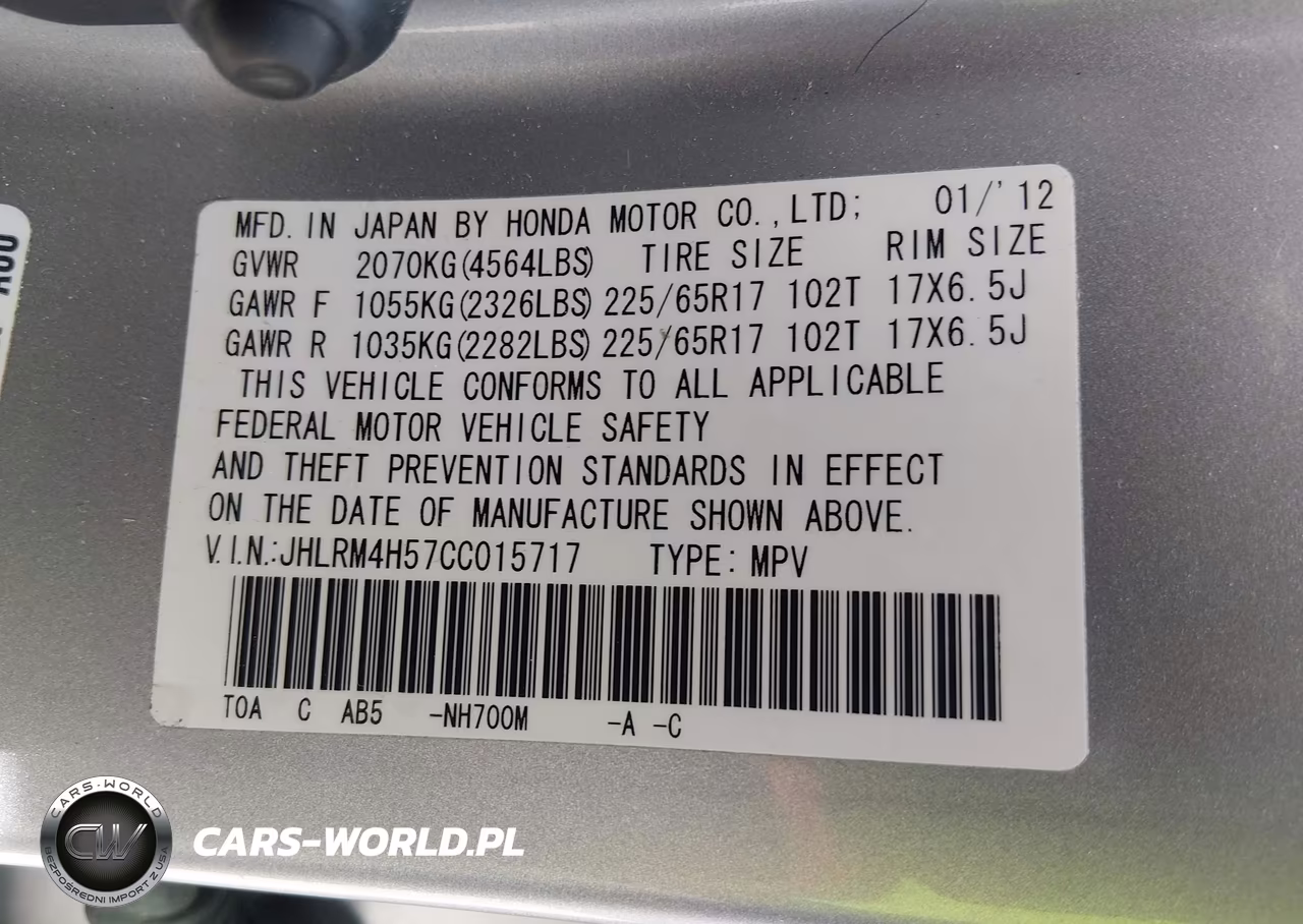 2012 Honda Cr-V Ex VIN:JHLRM4H57CC015717 - 9
