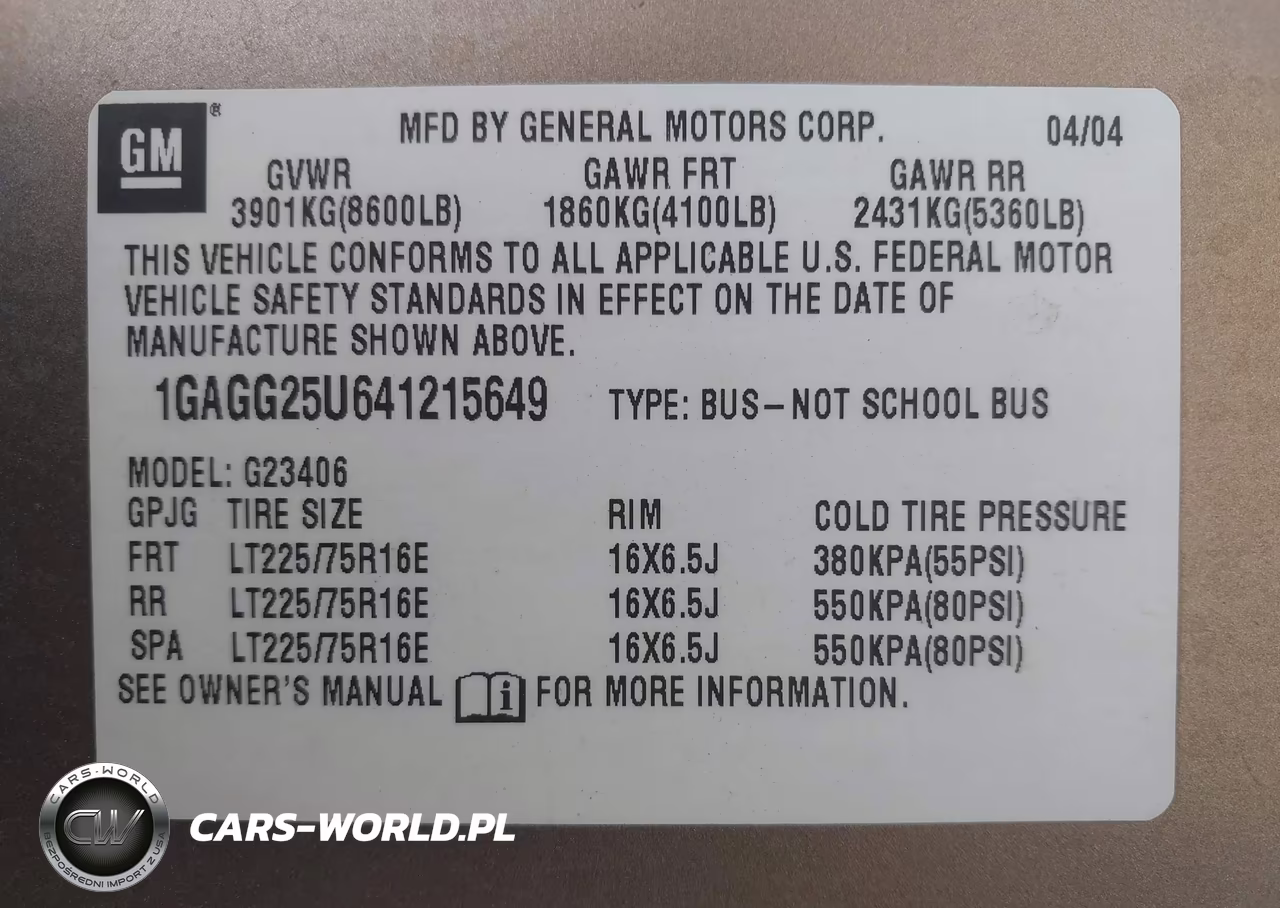 2004 Chevrolet Express VIN:1GAGG25U641215649 - 9