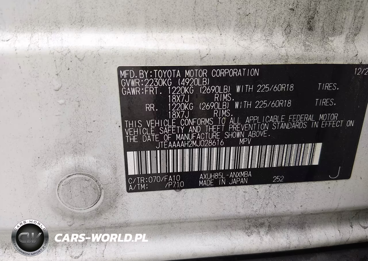 2021 Toyota Venza Le VIN:JTEAAAAH2MJ028616 - 9
