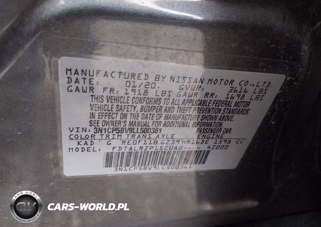2020 Nissan Kicks S Xtronic Cvt VIN:3N1CP5BV9LL500361 - 9