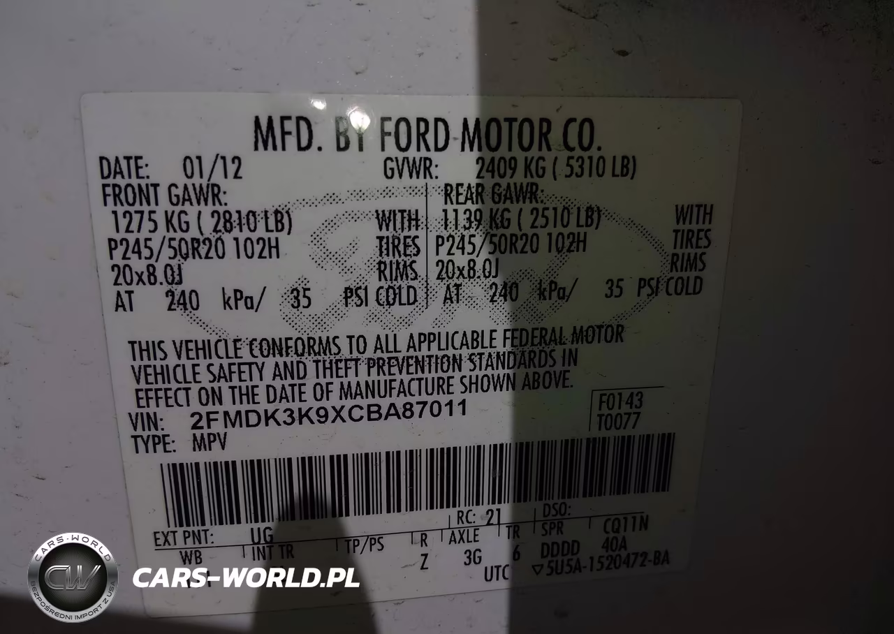 2012 Ford Edge Limited VIN:2FMDK3K9XCBA87011 - 9