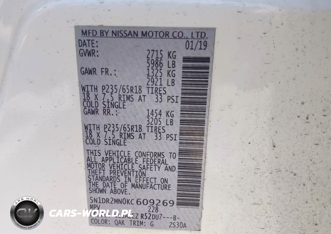 2019 Nissan Pathfinder Sv VIN:5N1DR2MN0KC609269 - 9