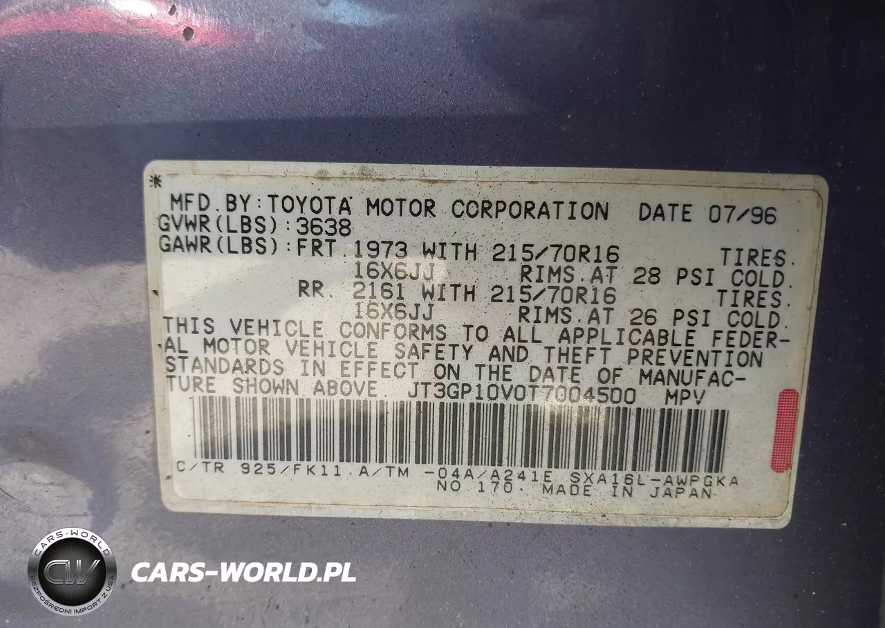 1996 Toyota Rav4 VIN:JT3GP10V0T7004500 - 9