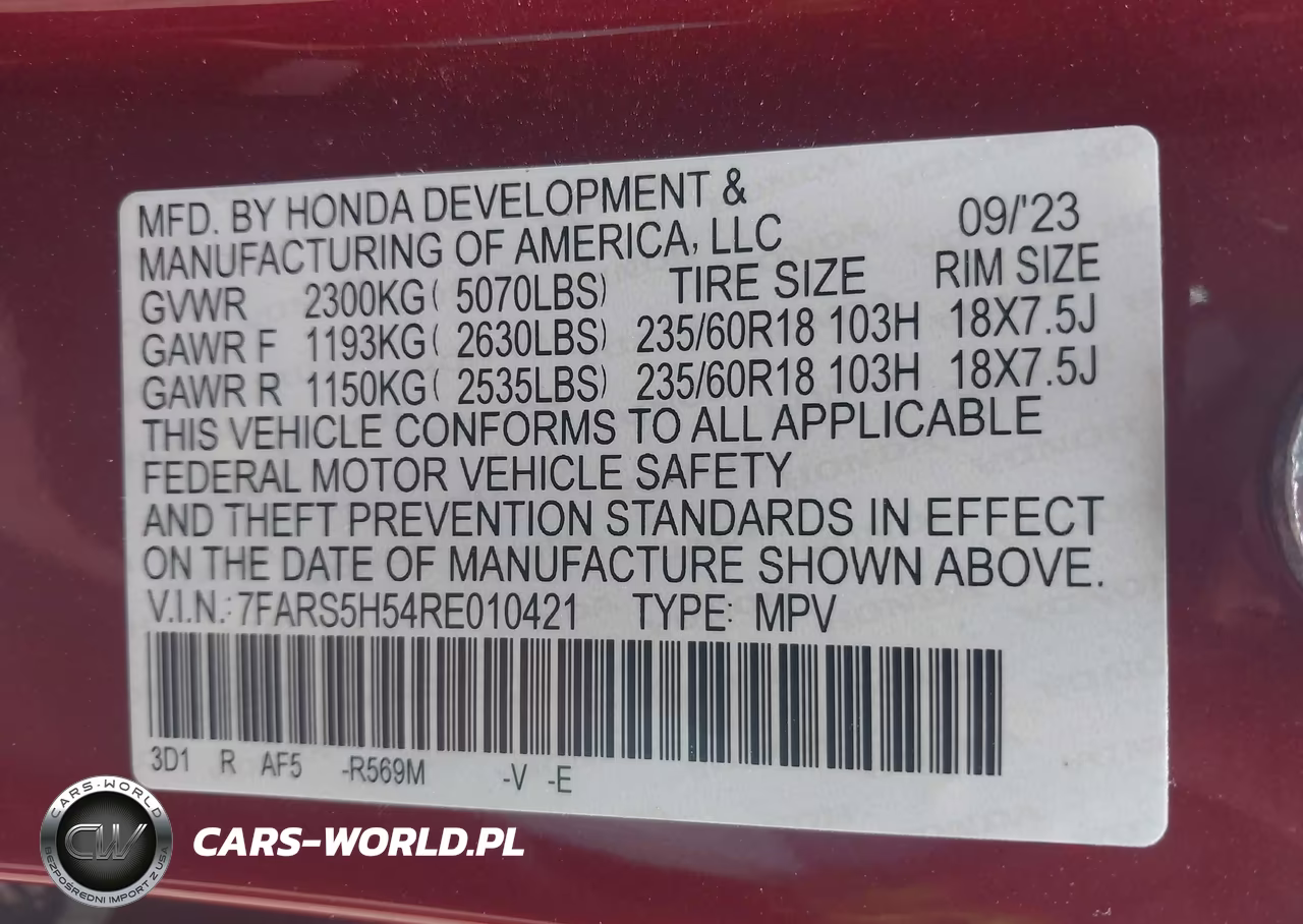 2024 Honda Cr-V Hybrid Sport VIN:7FARS5H54RE010421 - 9