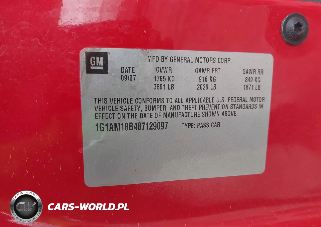 2008 Chevrolet Cobalt Sport VIN:1G1AM18B487129097 - 9