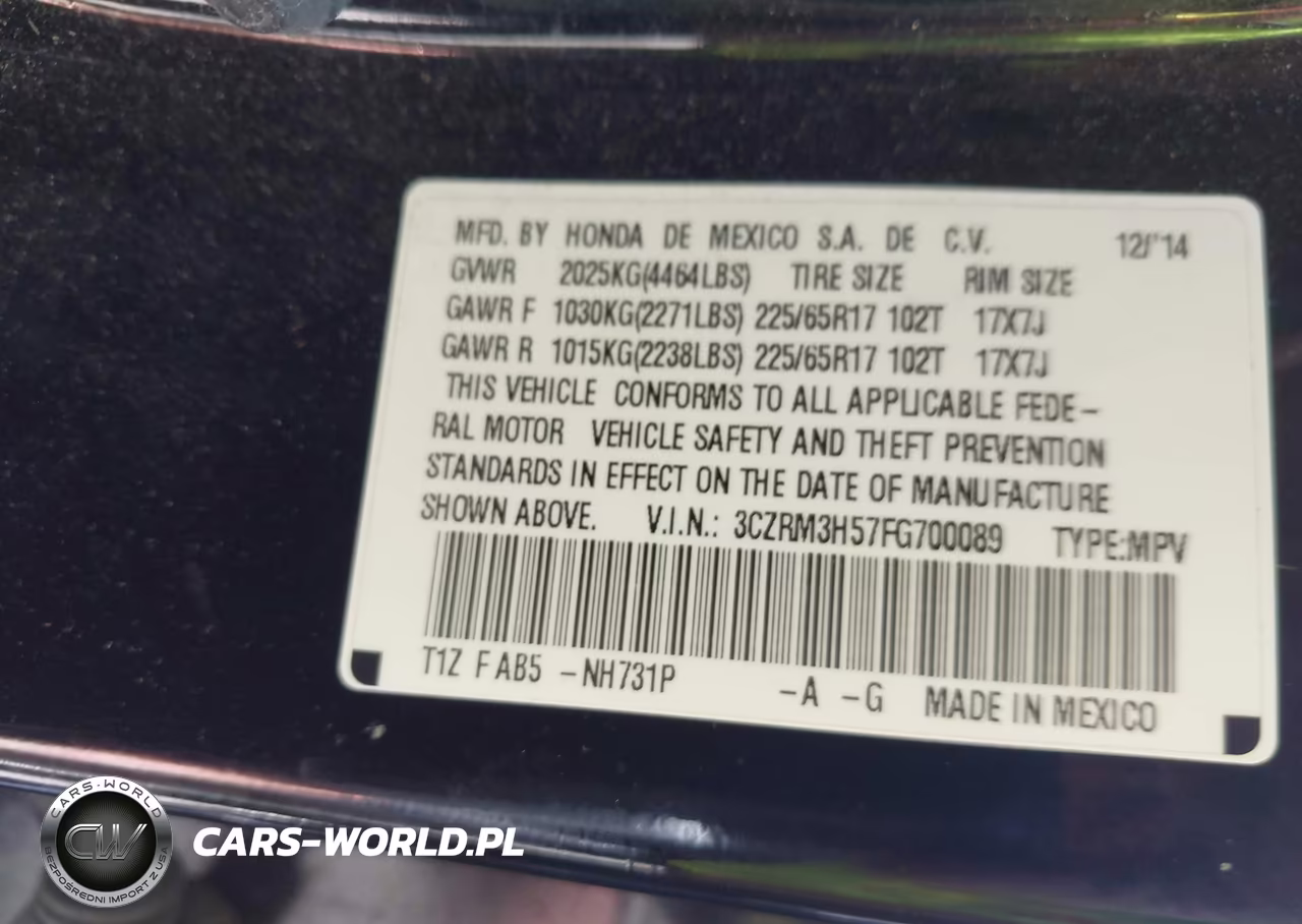 2015 Honda Cr-V Ex VIN:3CZRM3H57FG700089 - 9
