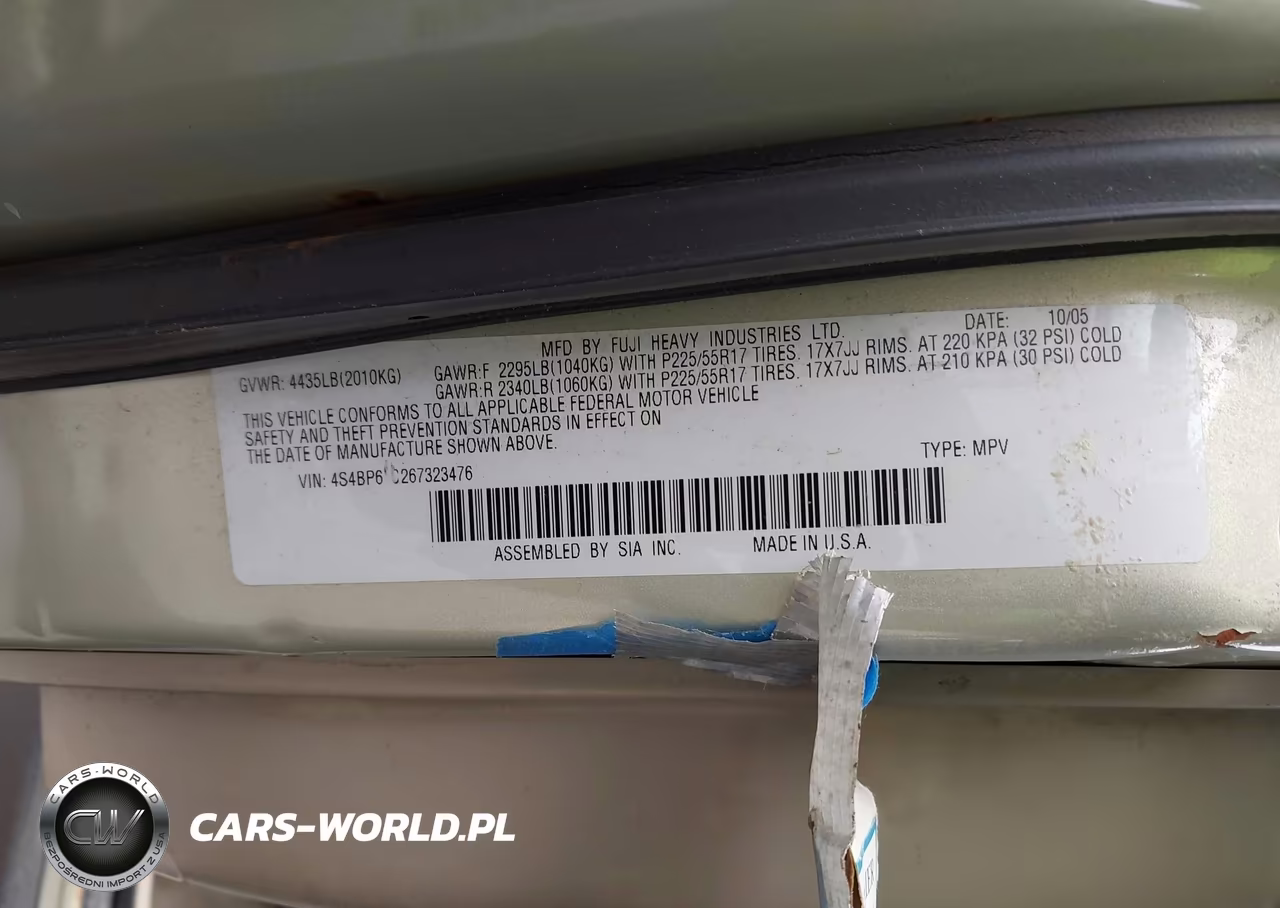 2006 Subaru Outback 2.5I VIN:4S4BP61C267323476 - 9