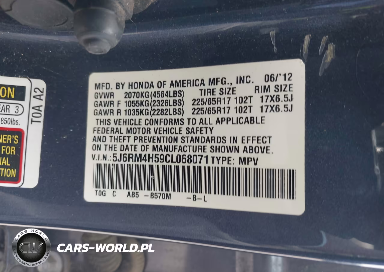 2012 Honda Cr-V Ex VIN:5J6RM4H59CL068071 - 9