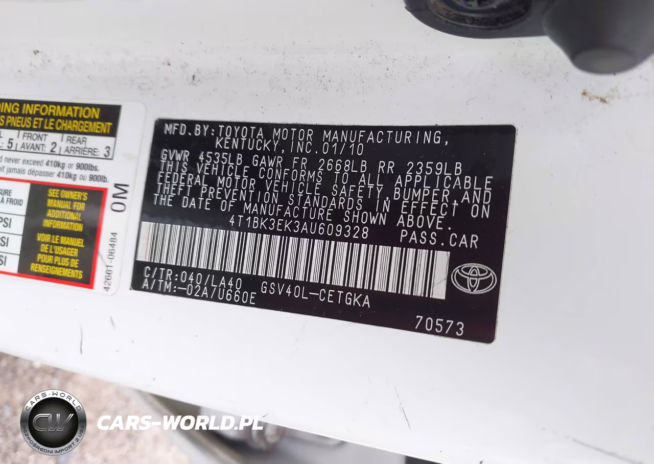 2010 Toyota Camry Xle V6 VIN:4T1BK3EK3AU609328 - 9
