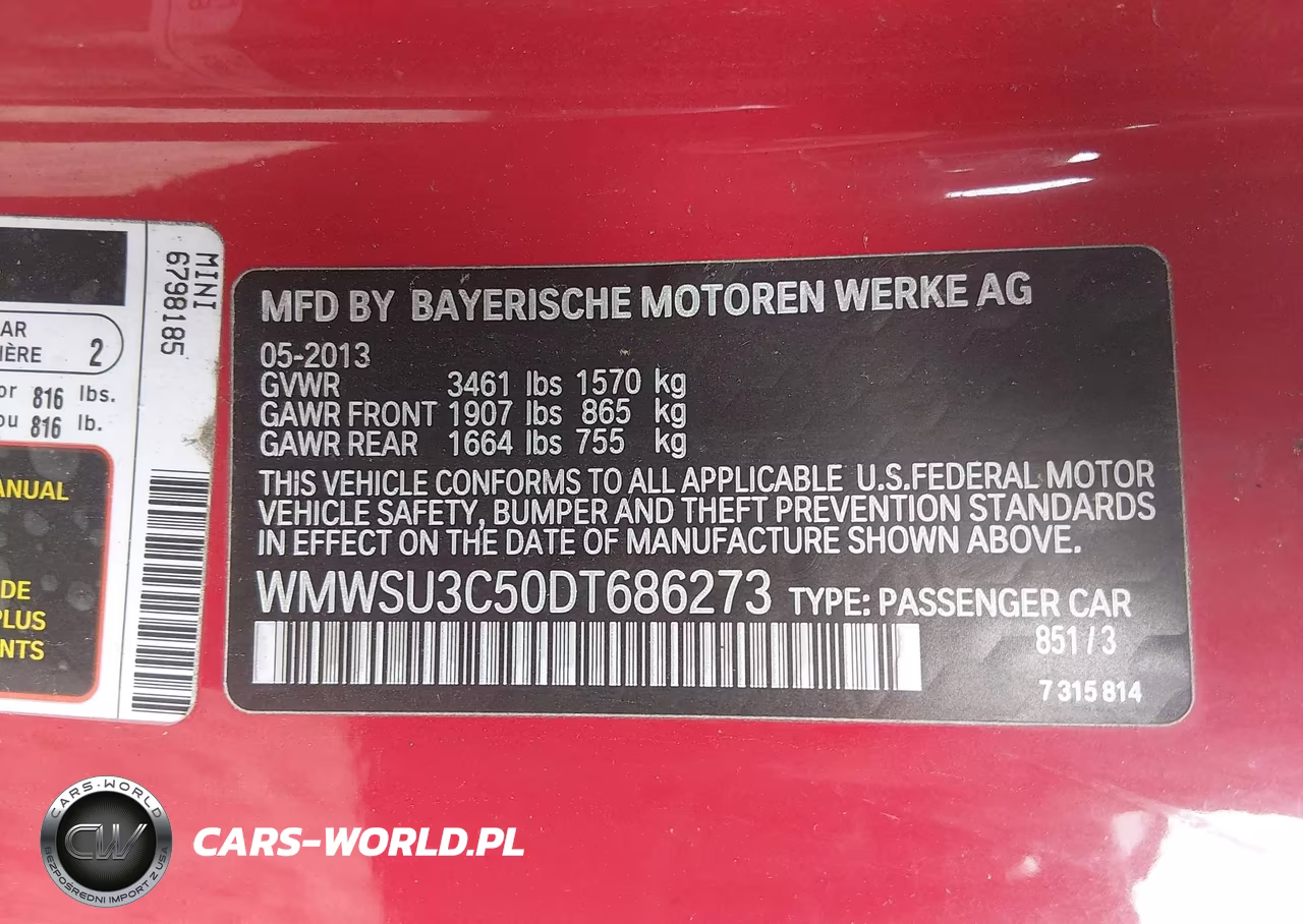 2013 Mini Hardtop Cooper VIN:WMWSU3C50DT686273 - 9
