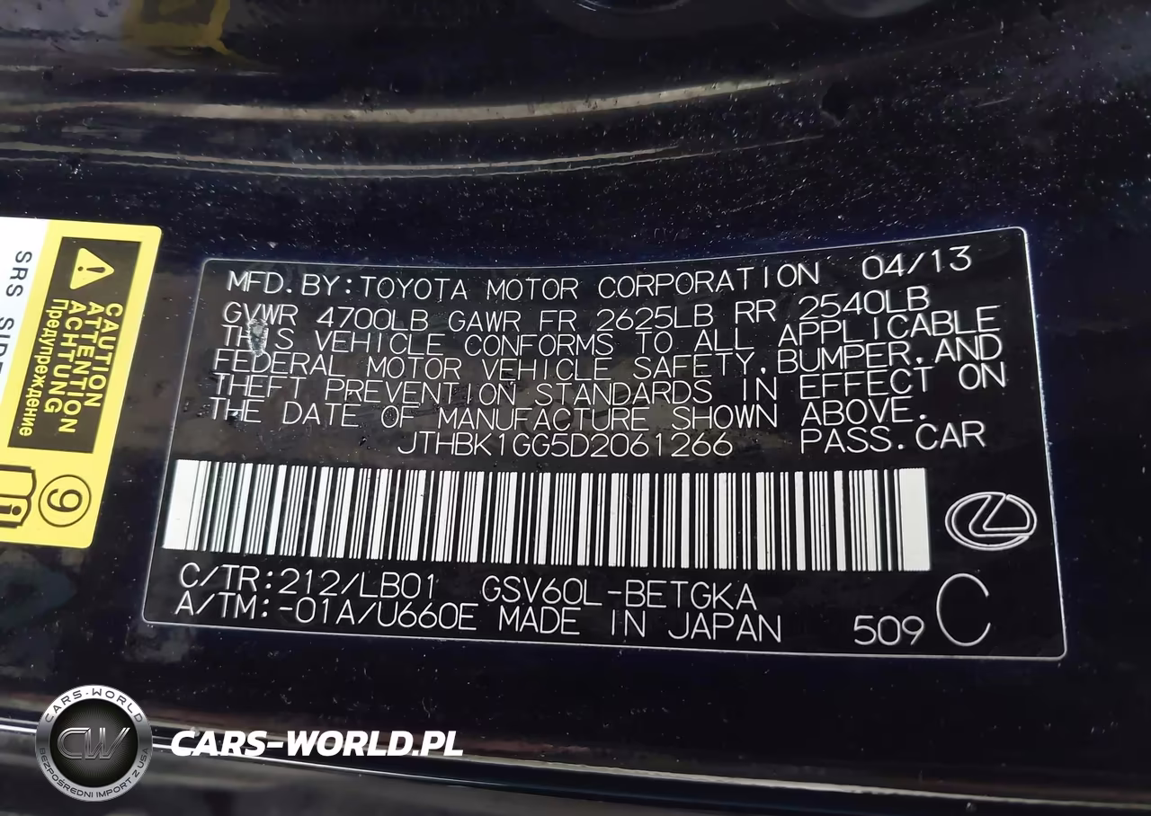 2013 Lexus Es 350 VIN:JTHBK1GG5D2061266 - 9