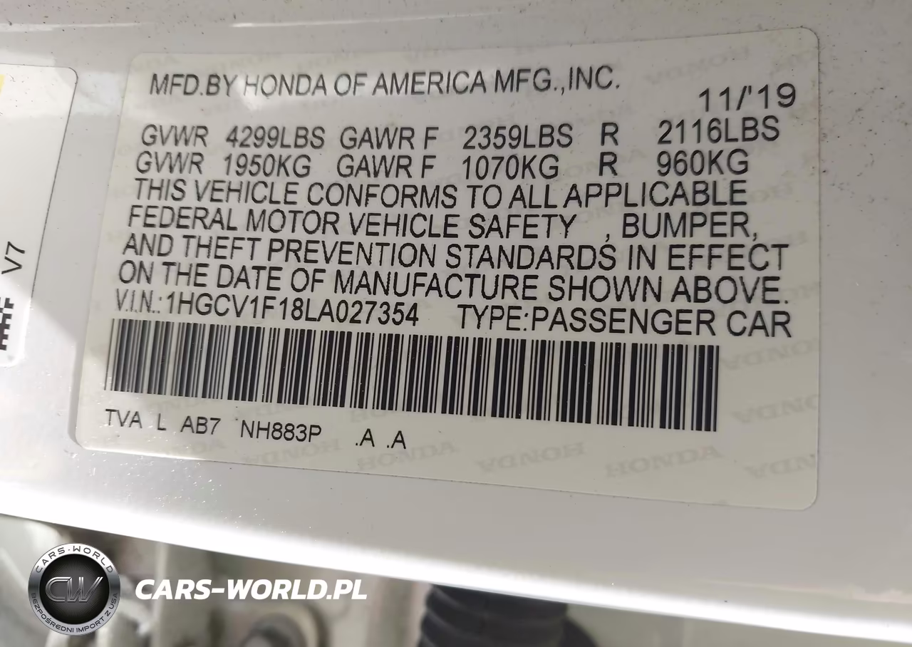 2020 Honda Accord Lx VIN:1HGCV1F18LA027354 - 9
