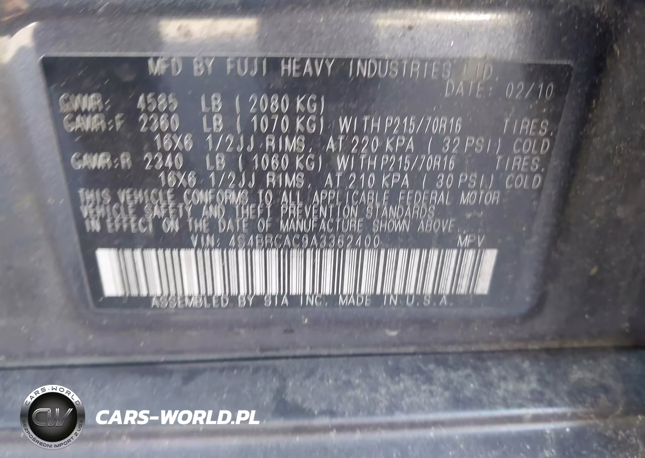 2010 Subaru Outback 2.5I VIN:4S4BRCAC9A3362400 - 9