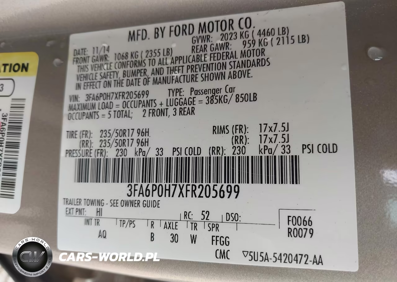 2015 Ford Fusion Se VIN:3FA6P0H7XFR205699 - 9