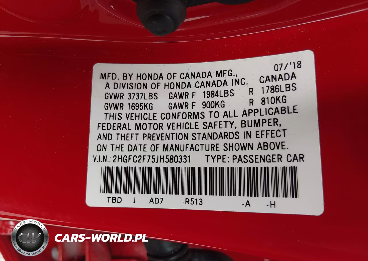 2018 Honda Civic Ex VIN:2HGFC2F75JH580331 - 9