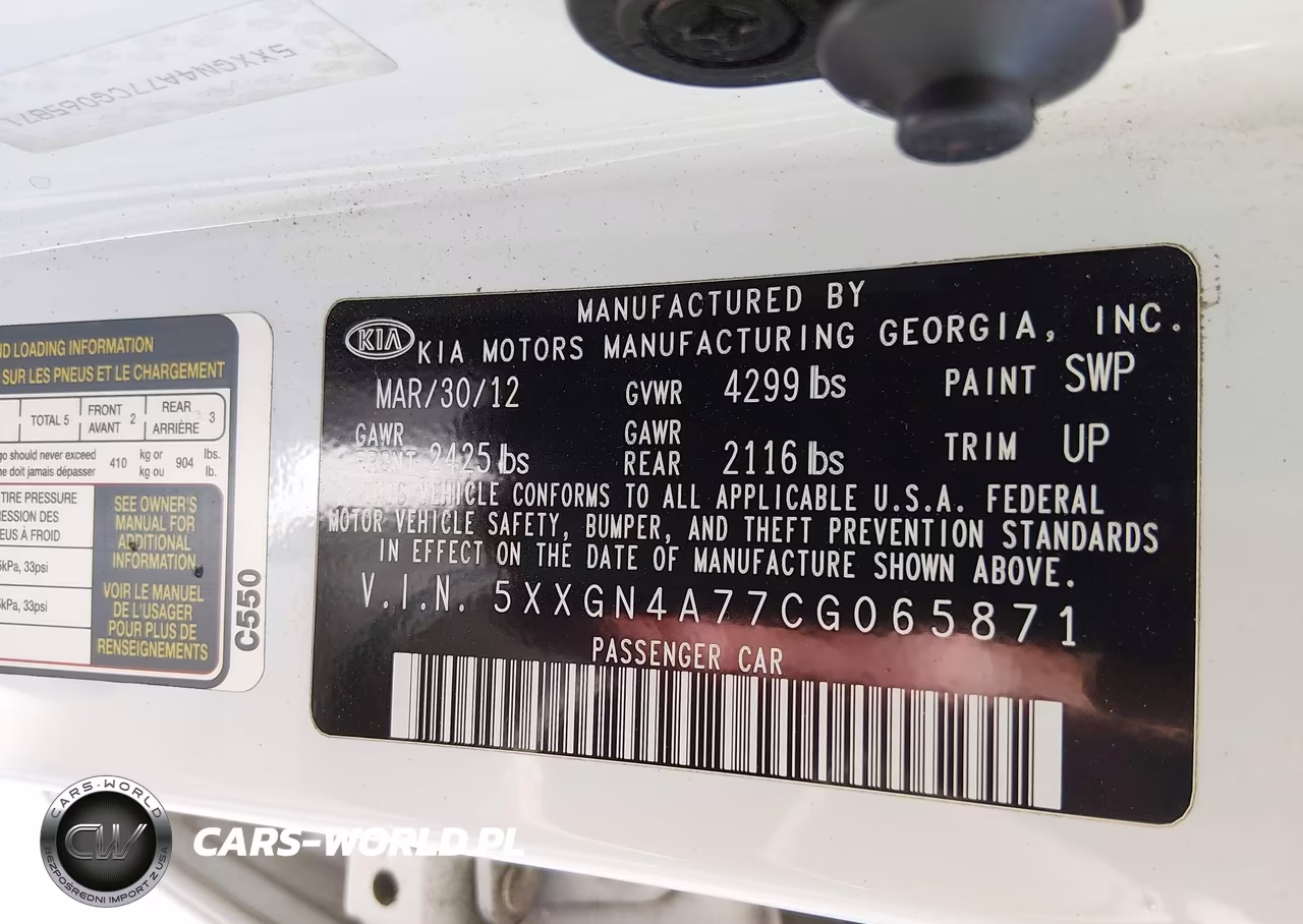 2012 Kia Optima Ex VIN:5XXGN4A77CG065871 - 9