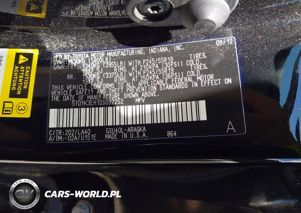 2013 Toyota Highlander Limited V6 VIN:5TDYK3EH1DS092252 - 9