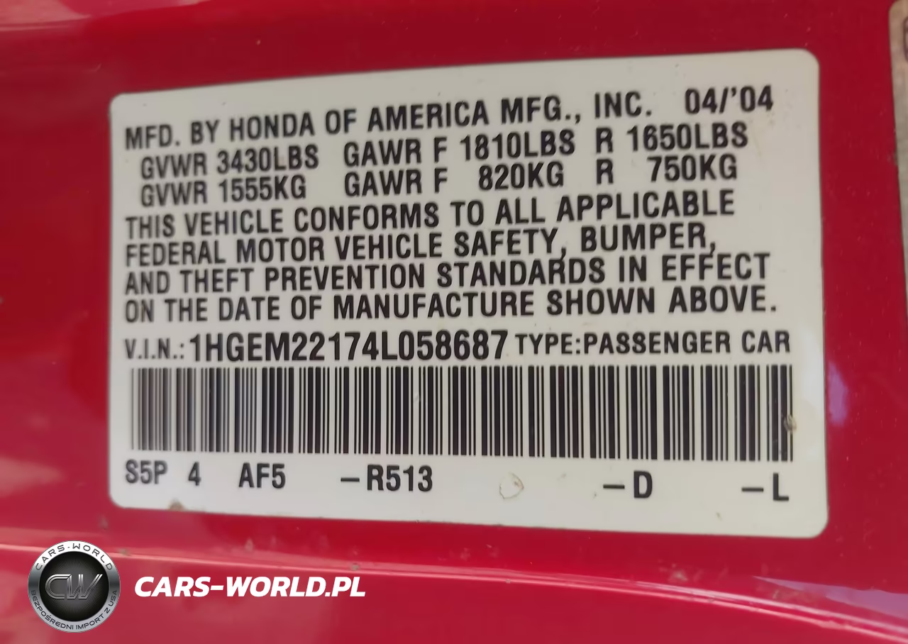 2004 Honda Civic Vp VIN:1HGEM22174L058687 - 9