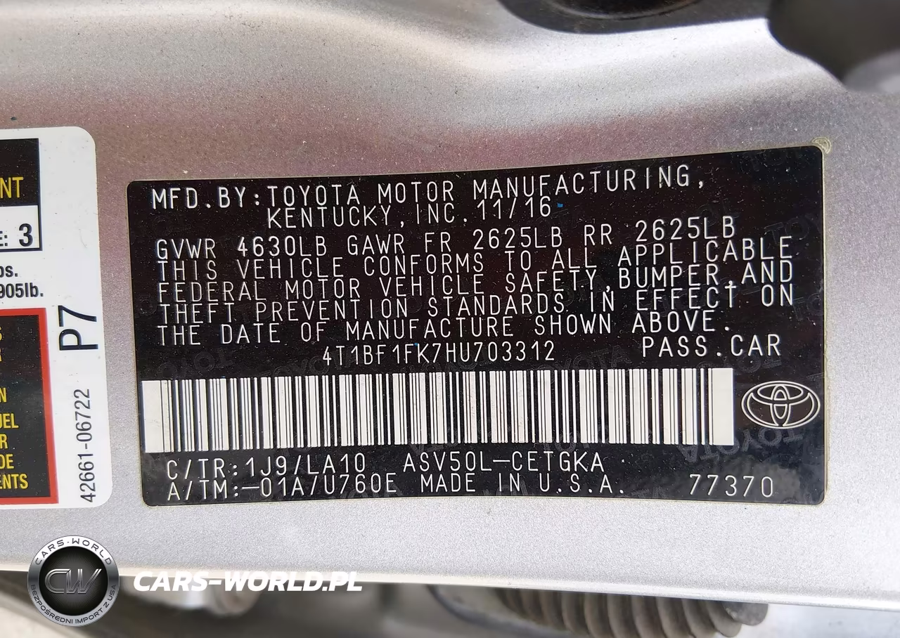 2017 Toyota Camry Xle VIN:4T1BF1FK7HU703312 - 9