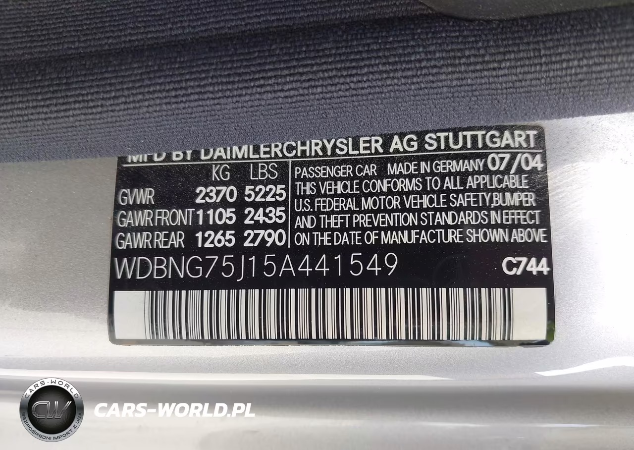 2005 Mercedes-Benz S 500 VIN:WDBNG75J15A441549 - 9