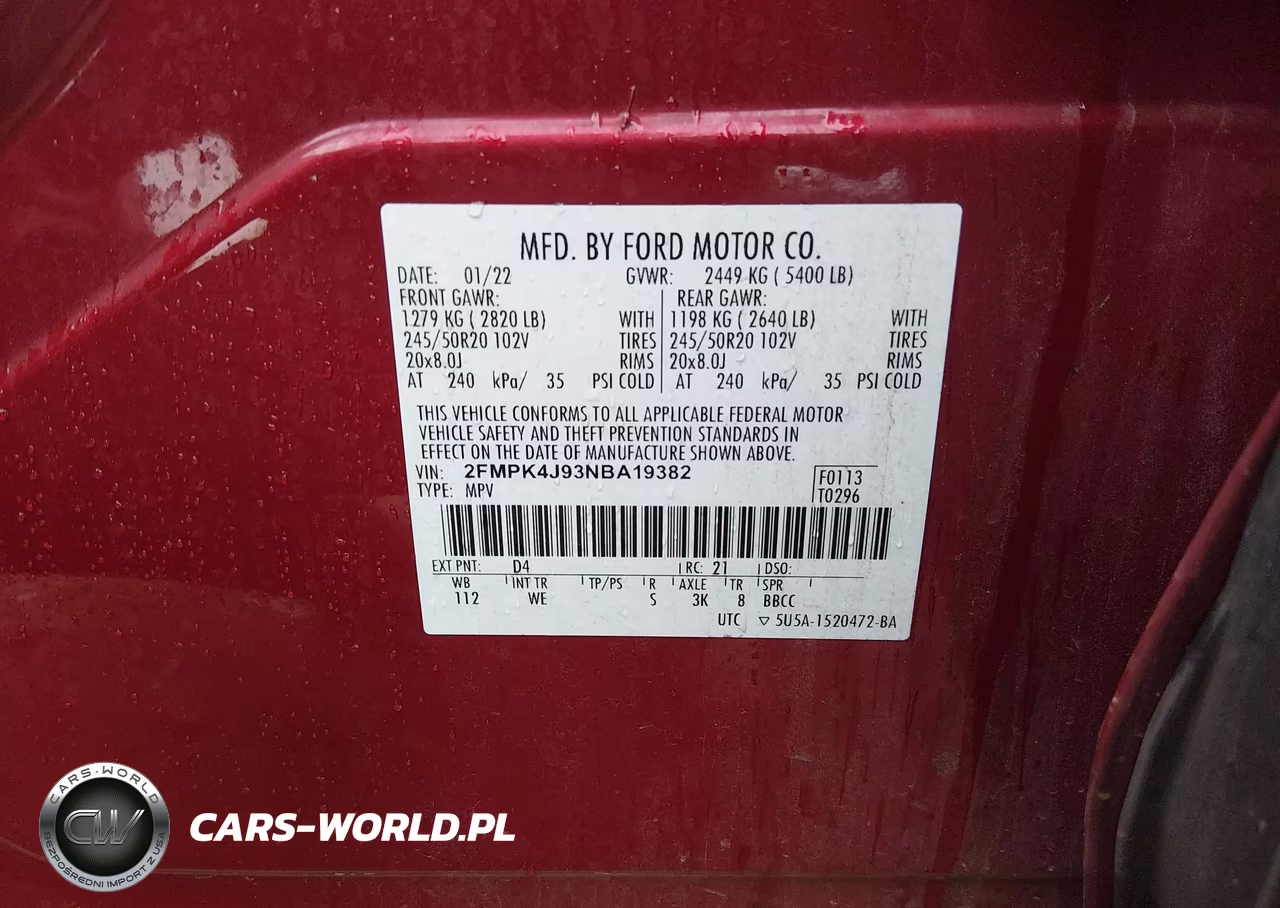 2022 Ford Edge St-Line VIN:2FMPK4J93NBA19382 - 9