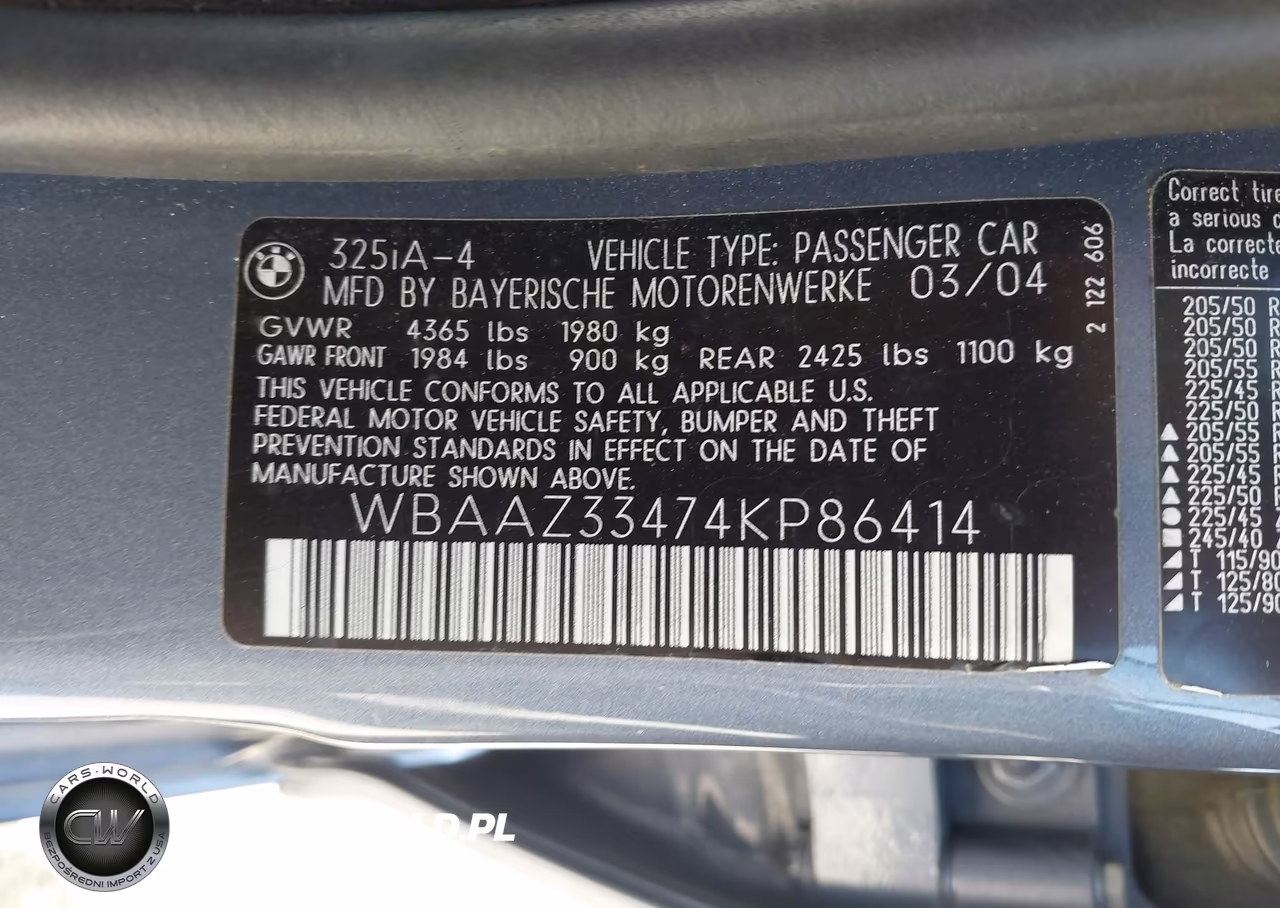 2004 BMW 325I VIN:WBAAZ33474KP86414 - 9