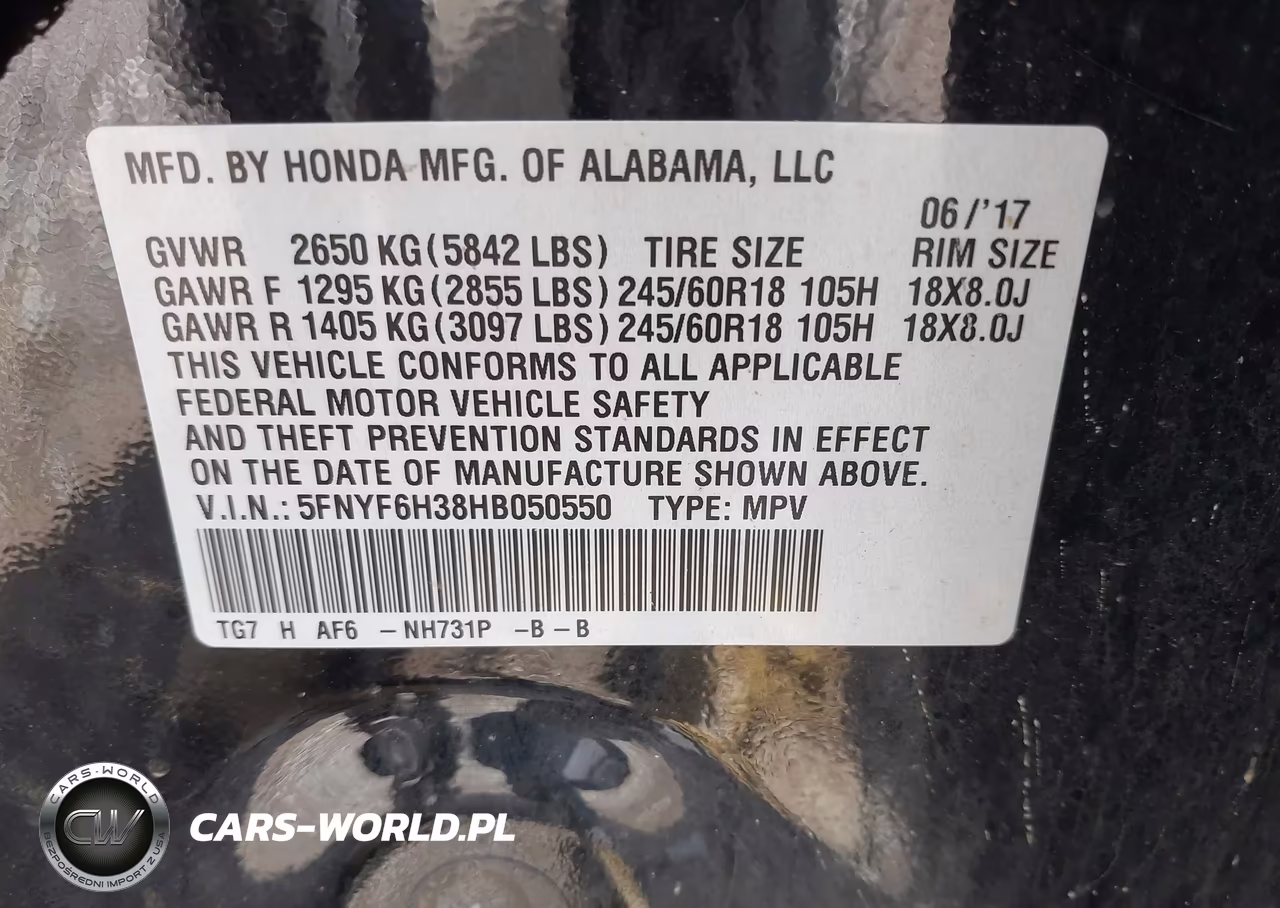 2017 Honda Pilot Ex VIN:5FNYF6H38HB050550 - 9