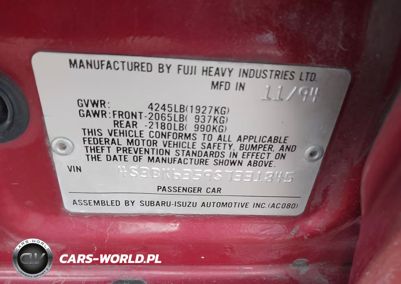 1995 Subaru Legacy L-Outback VIN:4S3BK6359S7331845 - 9