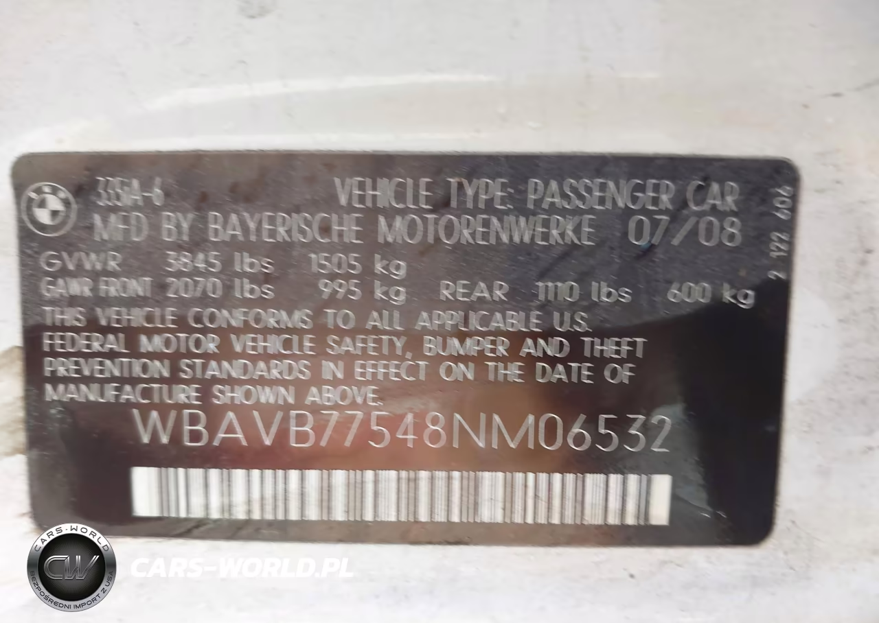 2008 BMW 335I VIN:WBAVB77548NM06532 - 9