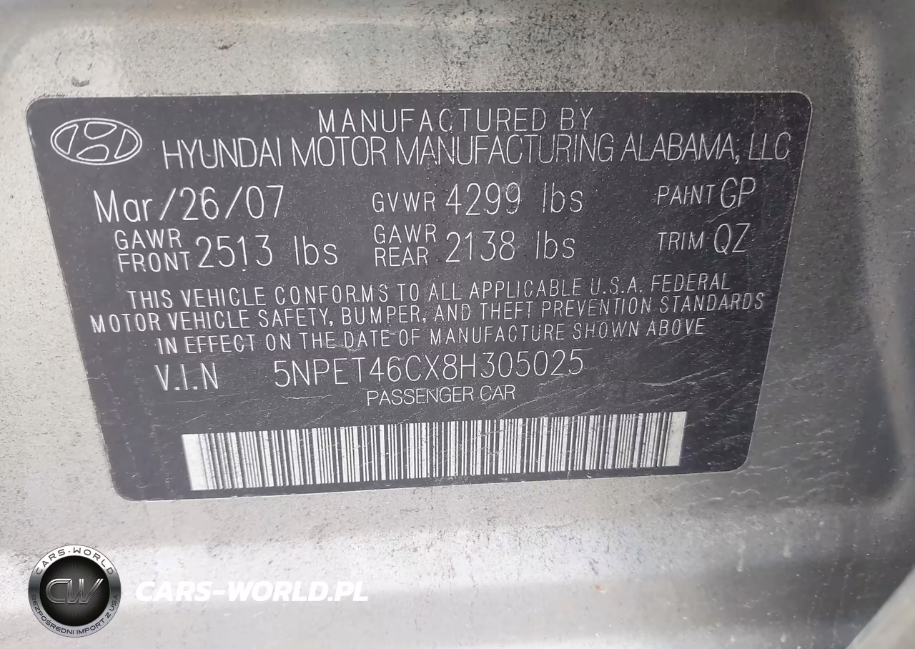2008 Hyundai Sonata Gls VIN:5NPET46CX8H305025 - 9
