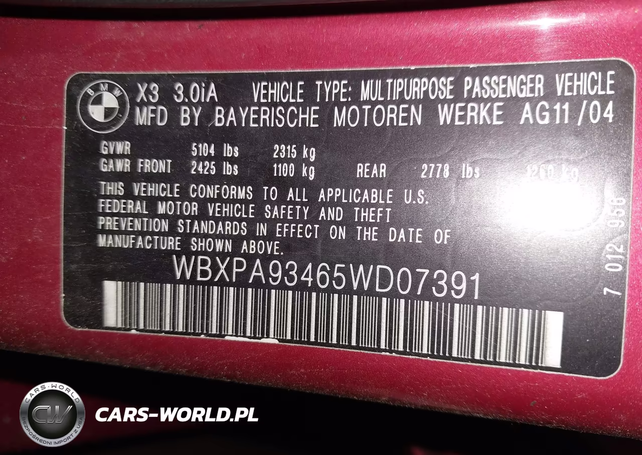 2005 BMW X3 3.0I VIN:WBXPA93465WD07391 - 9