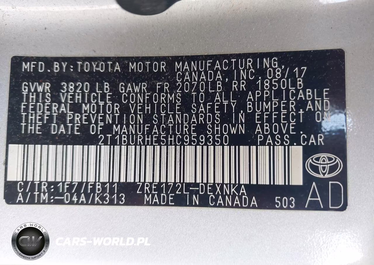 2017 Toyota Corolla Le VIN:2T1BURHE5HC959350 - 9