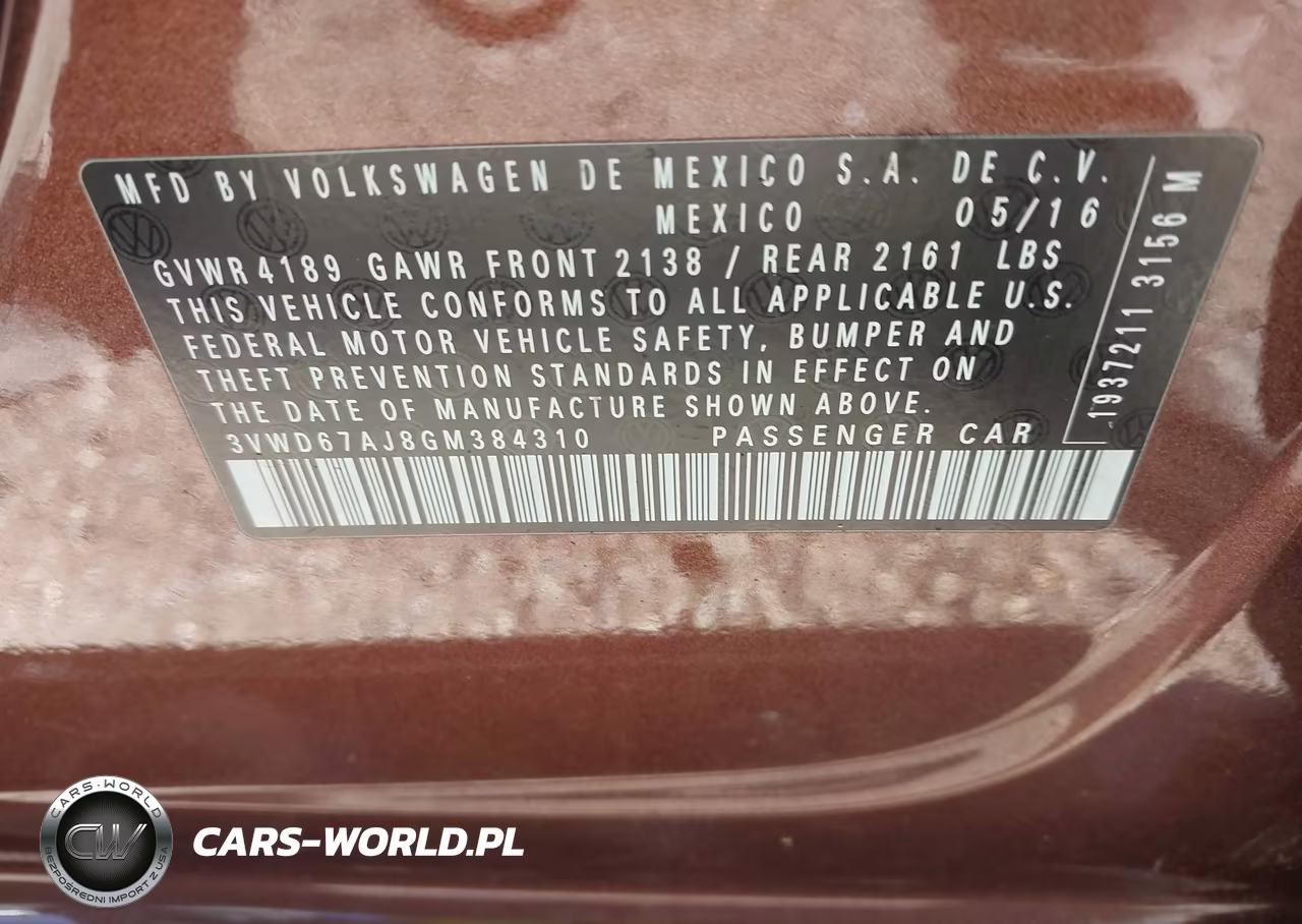 2016 Volkswagen Jetta 1.4T Se VIN:3VWD67AJ8GM384310 - 9