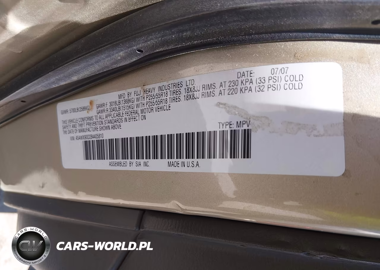 2008 Subaru Tribeca Limited 7-Passenger VIN:4S4WX90D284405810 - 9