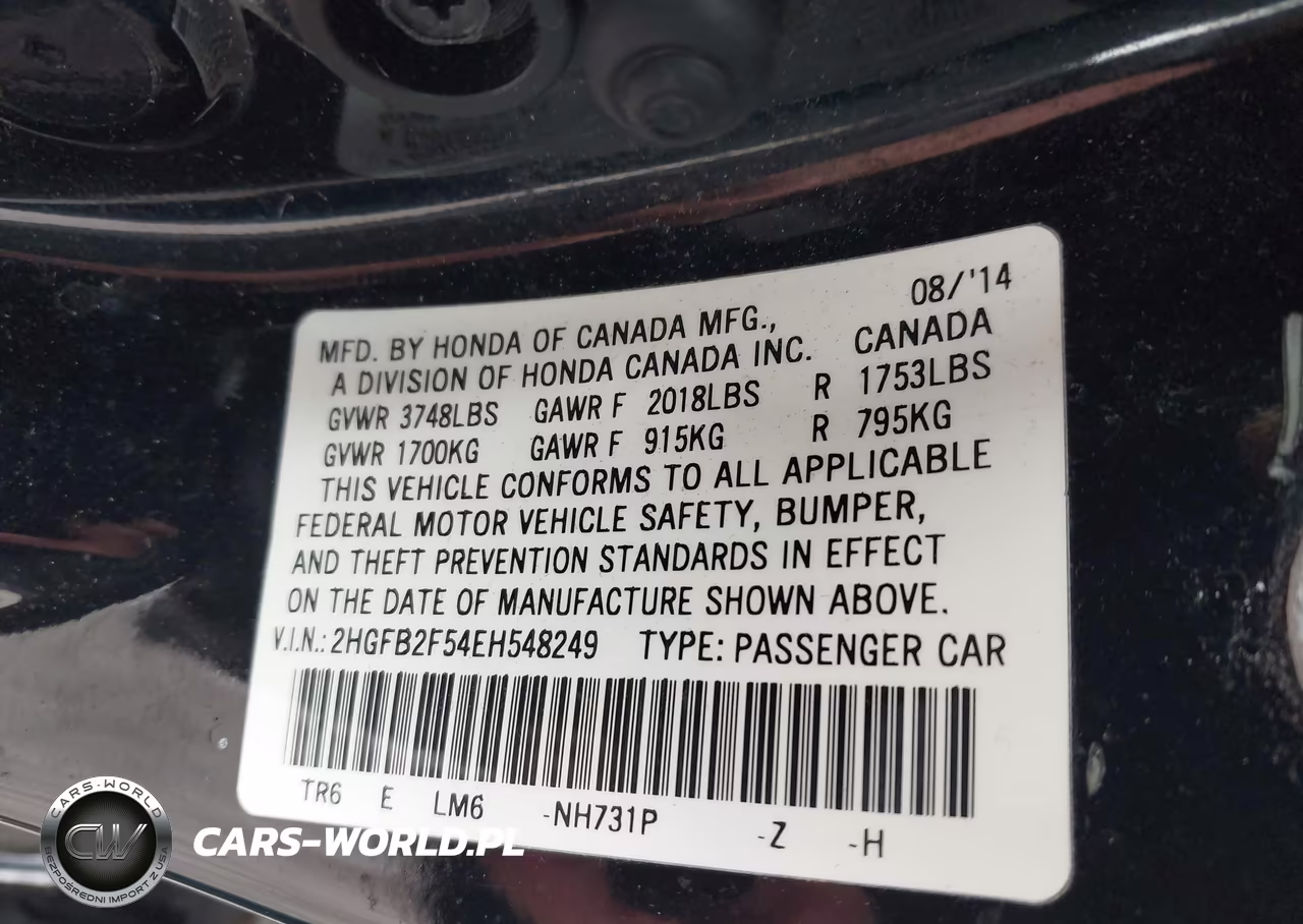 2014 Honda Civic Lx VIN:2HGFB2F54EH548249 - 9