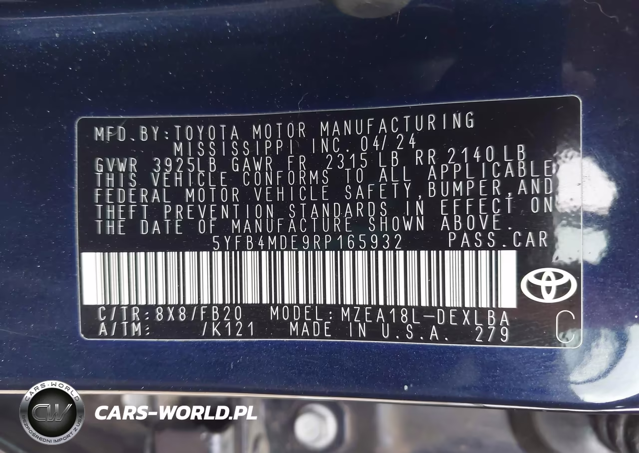 2024 Toyota Corolla Le VIN:5YFB4MDE9RP165932 - 9