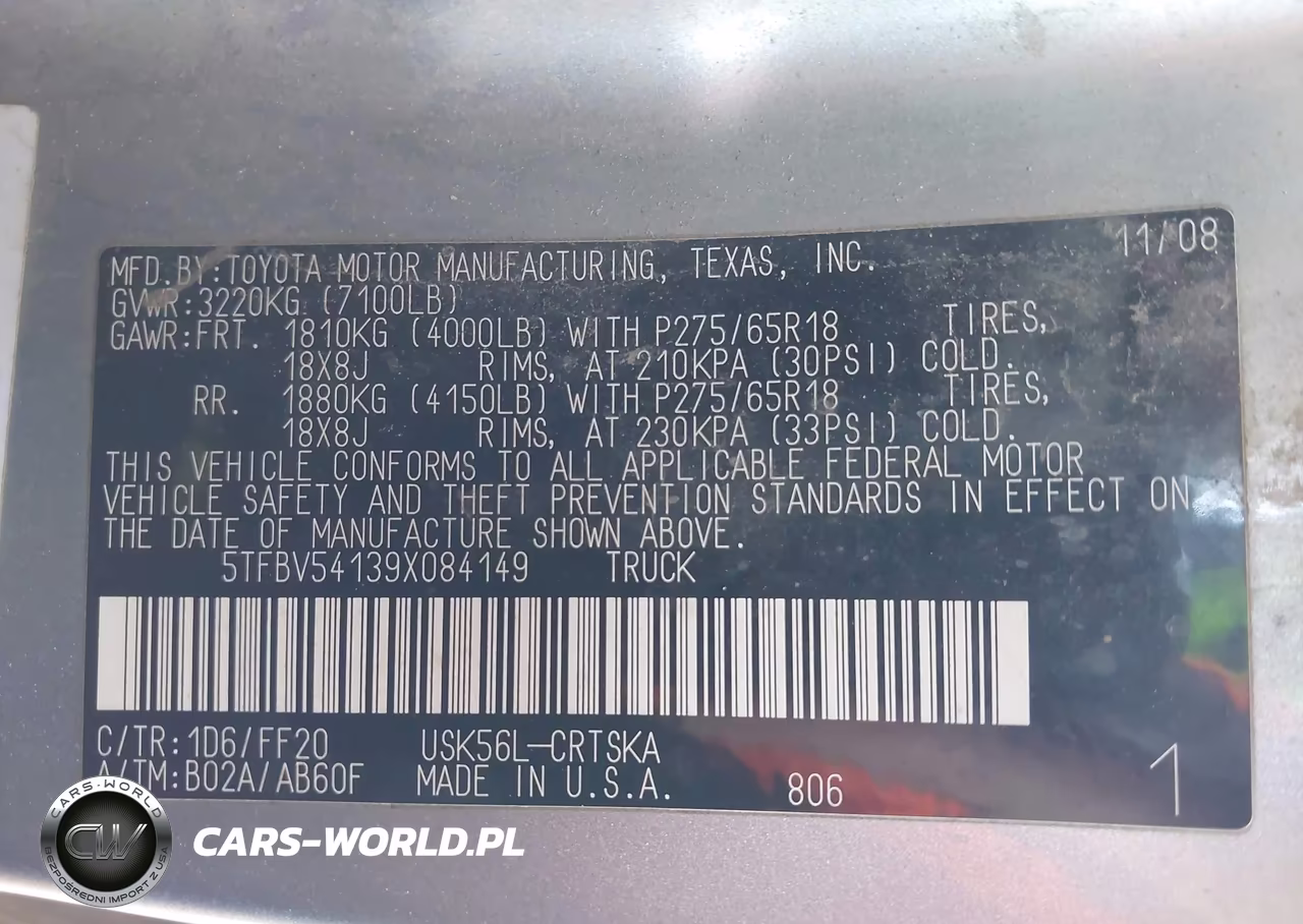 2009 Toyota Tundra Sr5 5.7L V8 VIN:5TFBV54139X084149 - 9