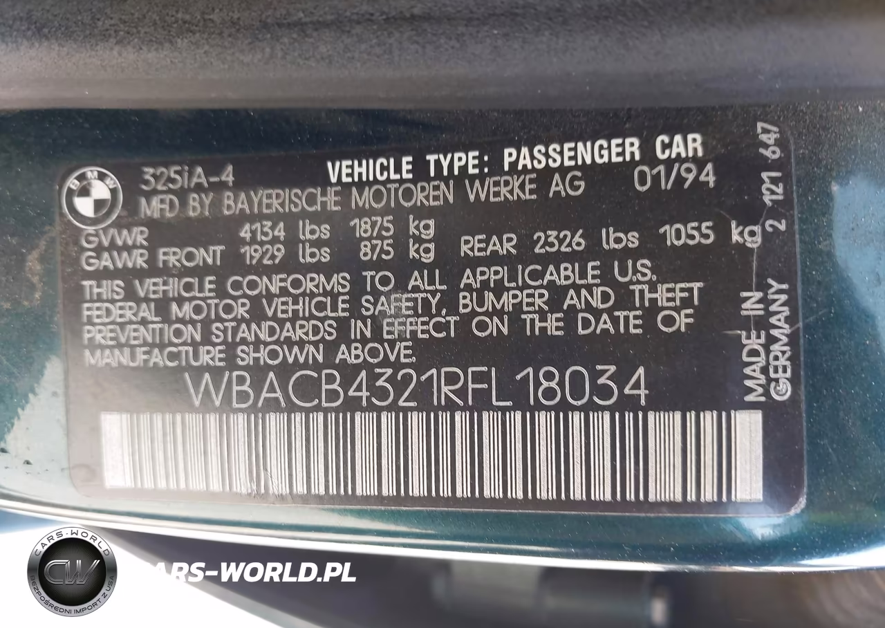 1994 BMW 325 I Automatic VIN:WBACB4321RFL18034 - 9