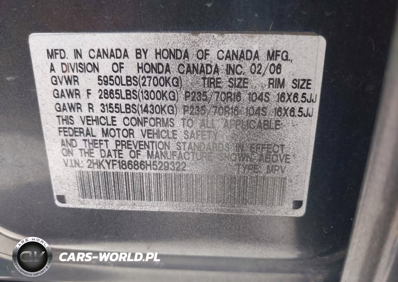 2004 Honda Pilot Ex-L VIN:2HKYF18686H529322 - 9