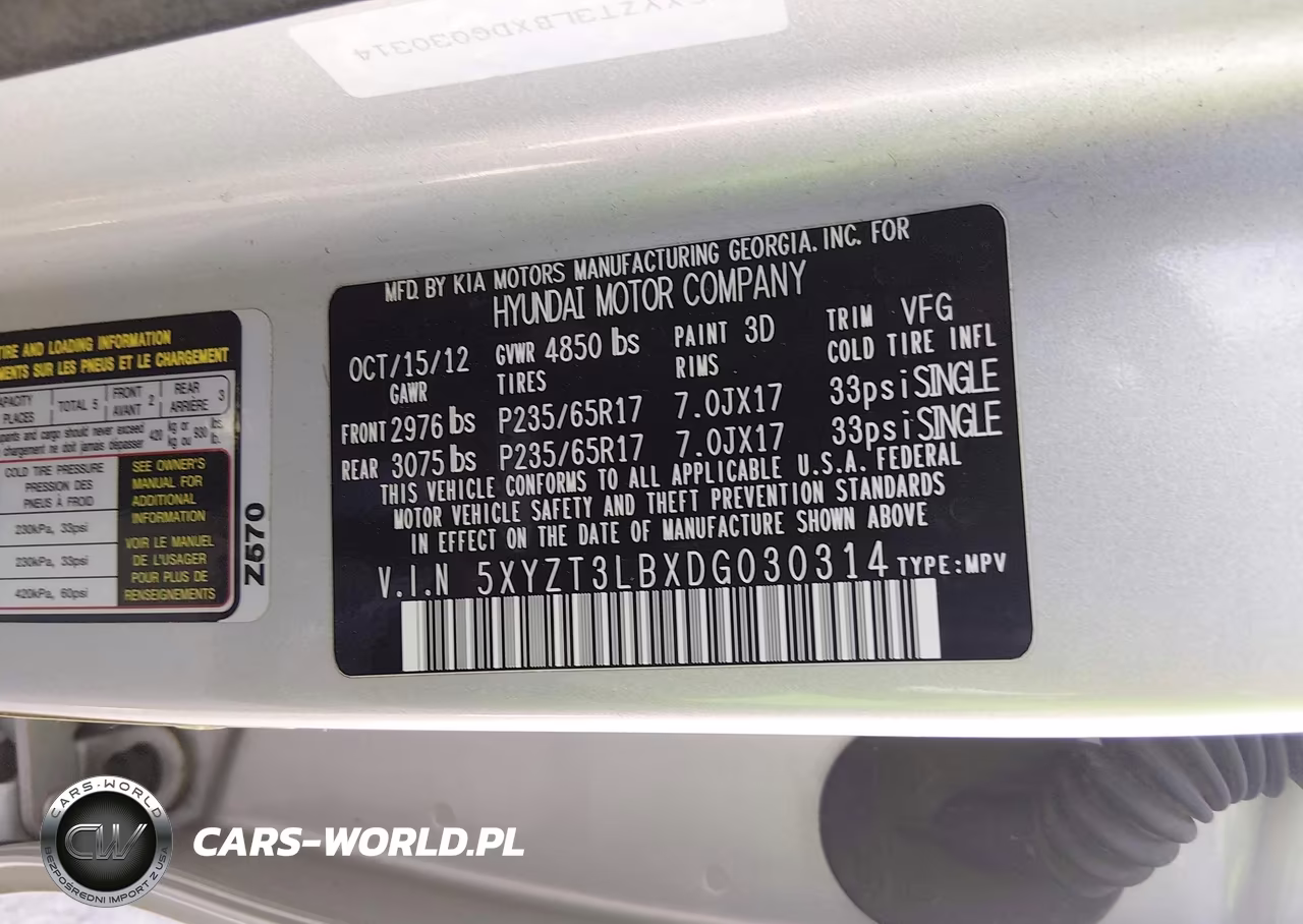 2013 Hyundai Santa Fe Sport VIN:5XYZT3LBXDG030314 - 9