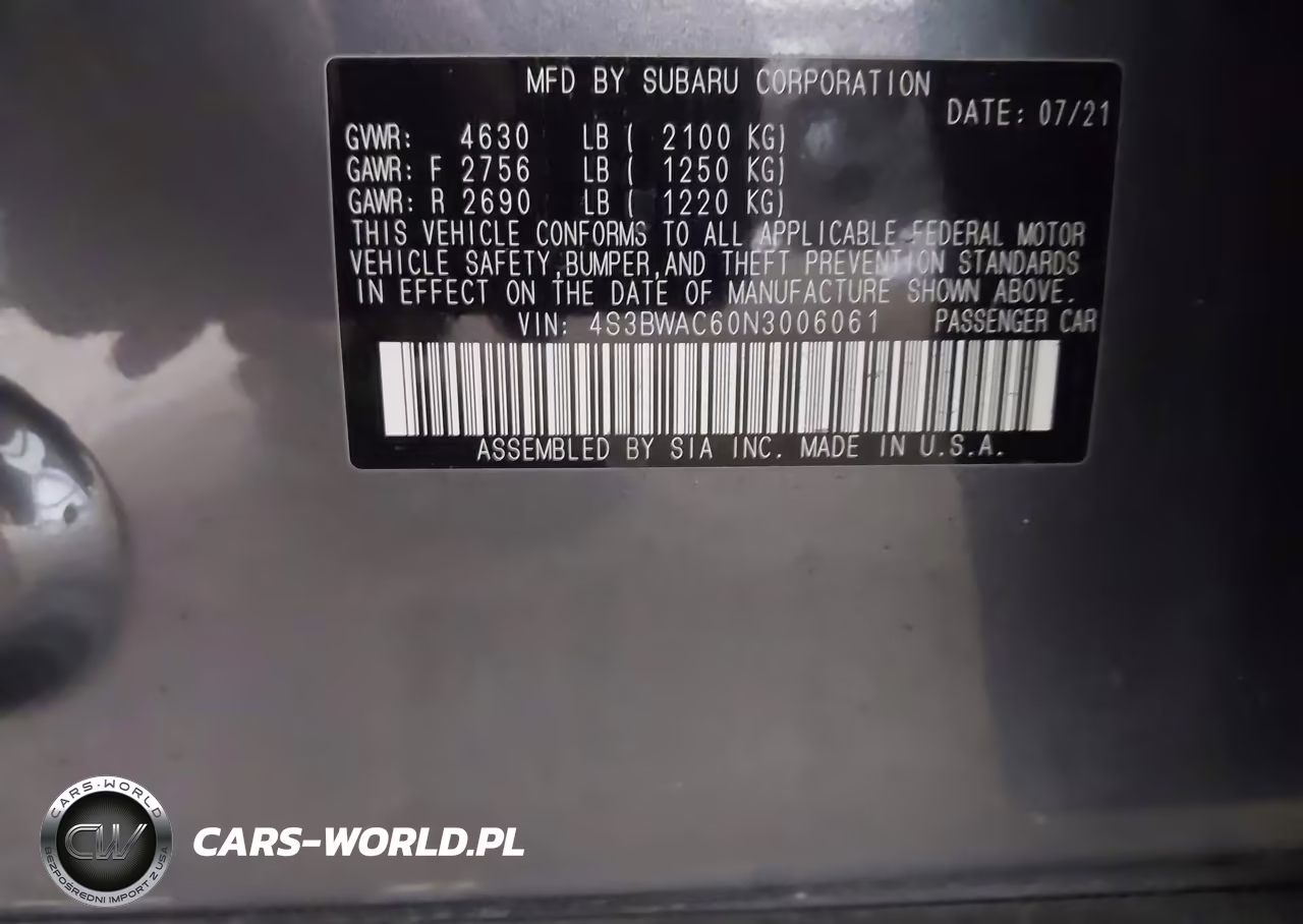 2022 Subaru Legacy Premium VIN:4S3BWAC60N3006061 - 9
