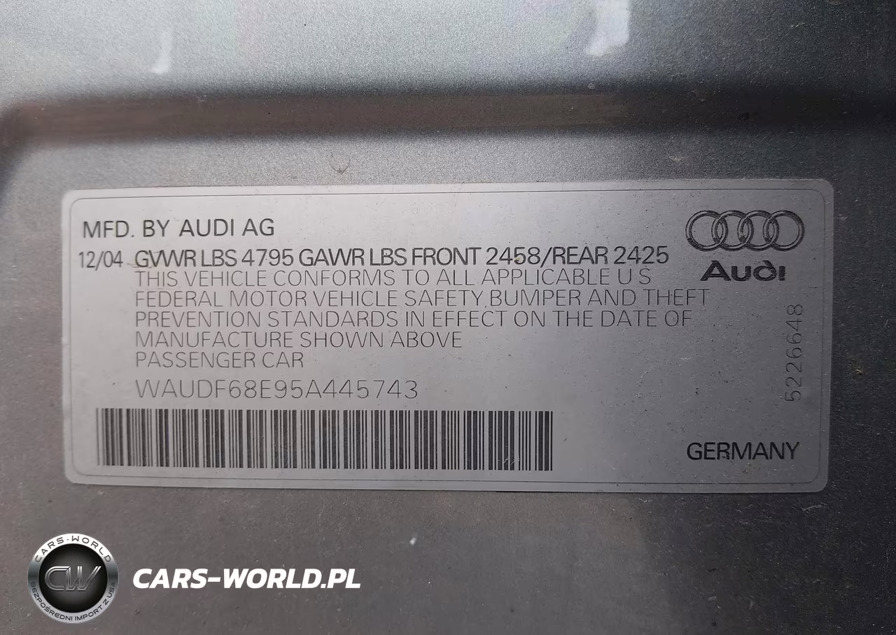 2005 Audi A4 2.0T VIN:WAUDF68E95A445743 - 9