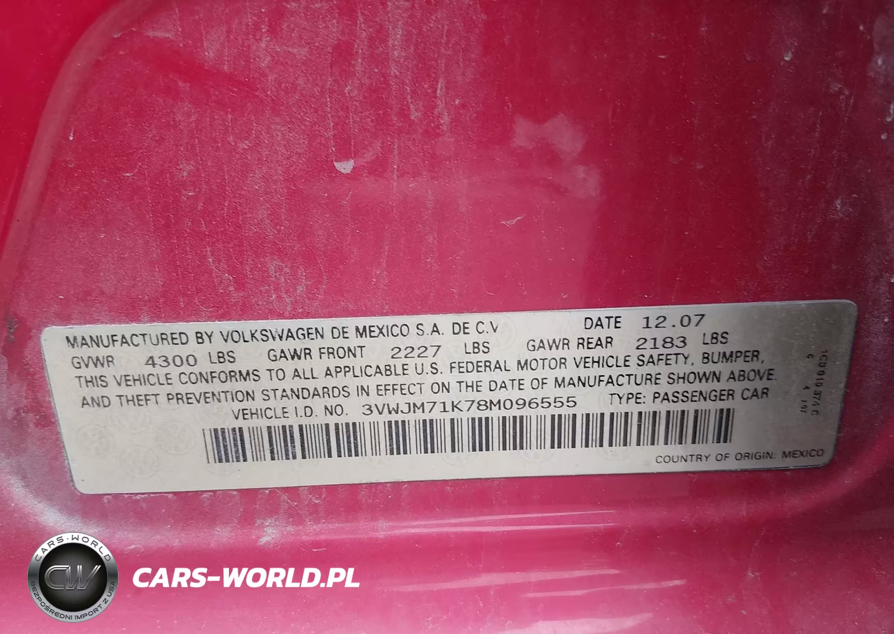 2008 Volkswagen Jetta S VIN:3VWJM71K78M096555 - 9