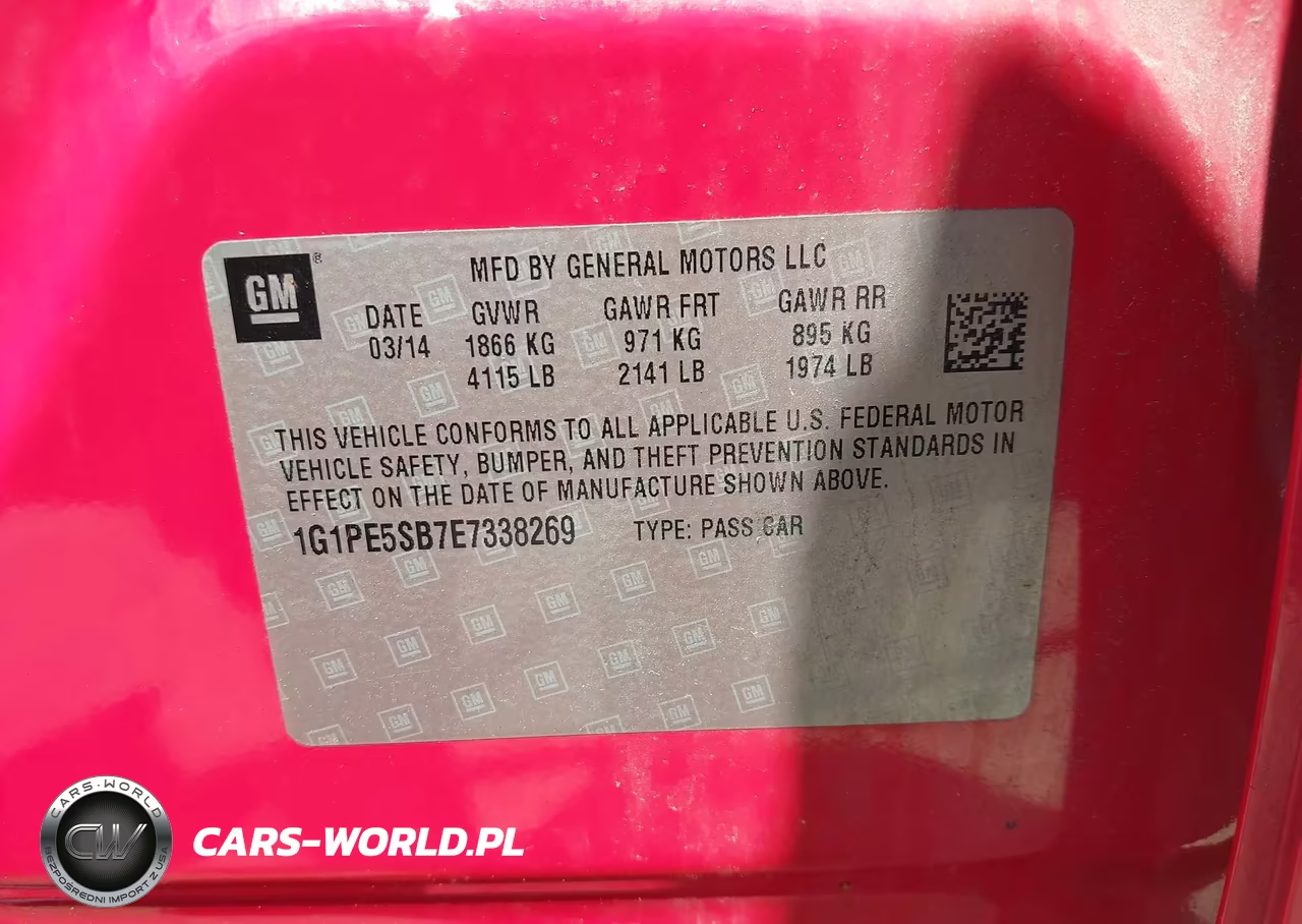 2014 Chevrolet Cruze 2Lt Auto VIN:1G1PE5SB7E7338269 - 9