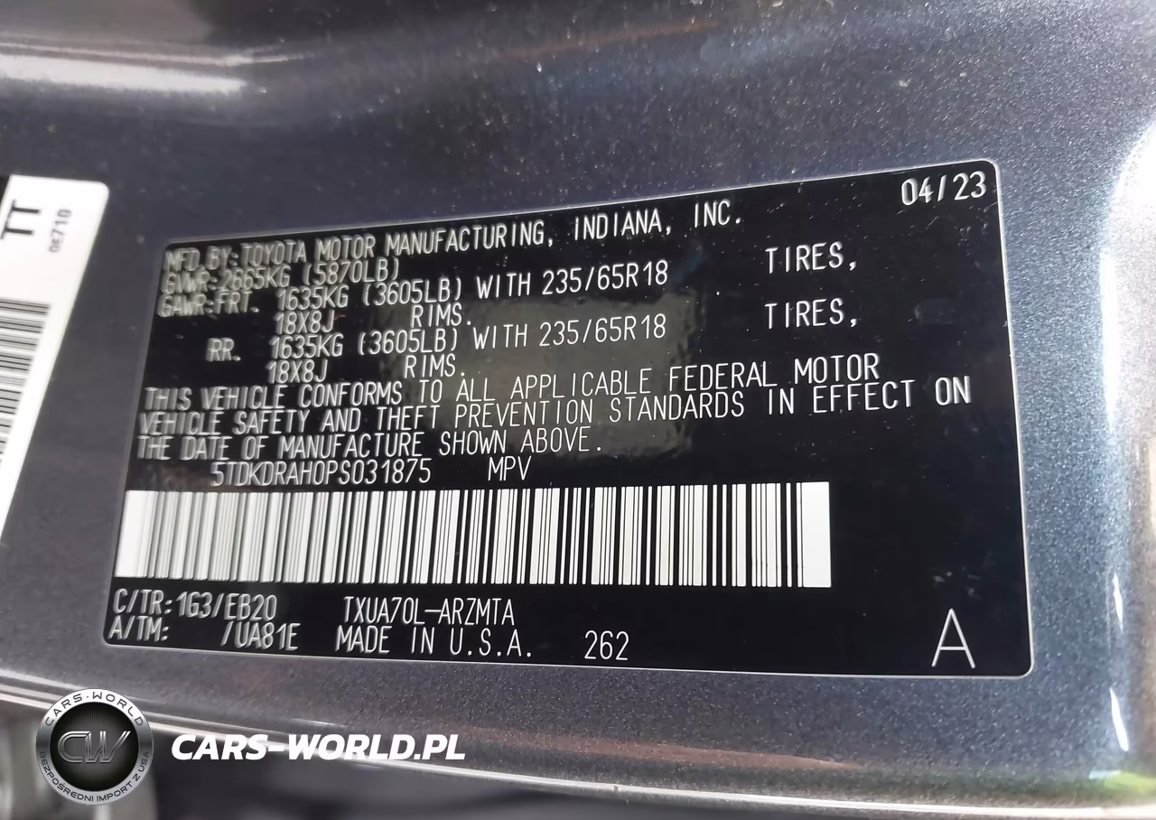 2023 Toyota Highlander Xle VIN:5TDKDRAH0PS031875 - 9