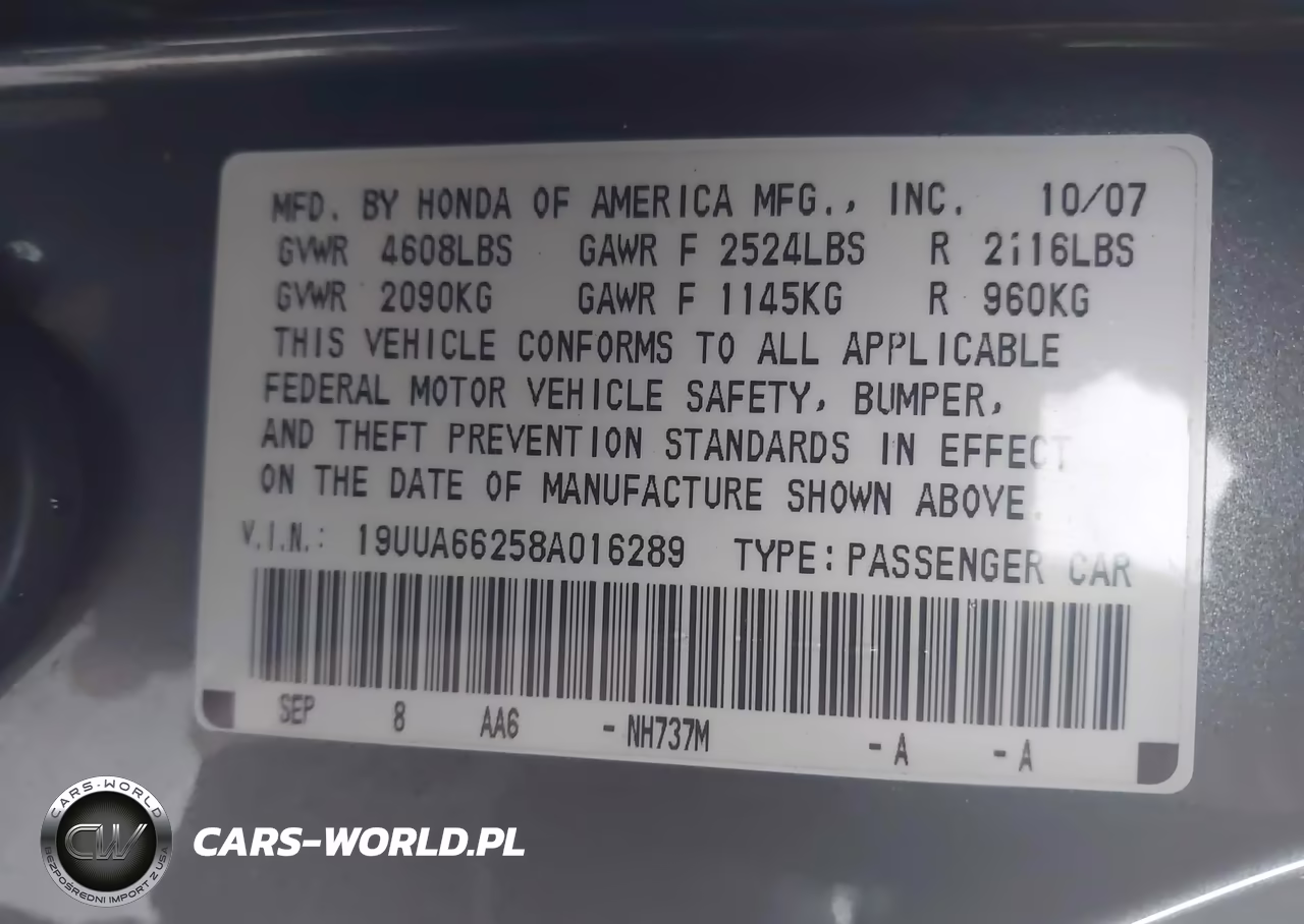2008 Acura Tl 3.2 VIN:19UUA66258A016289 - 9
