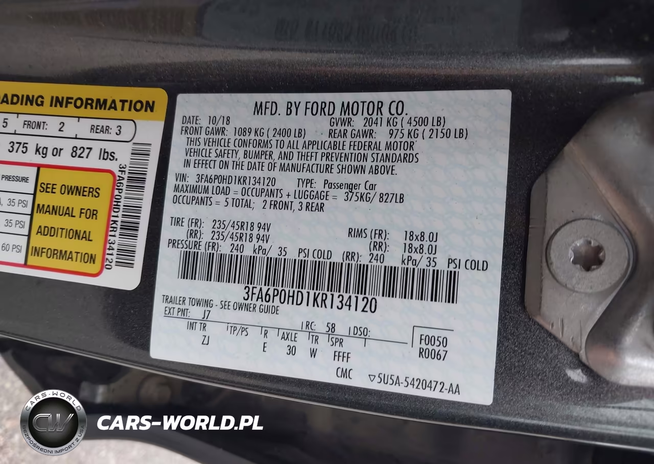 2019 Ford Fusion Se VIN:3FA6P0HD1KR134120 - 9