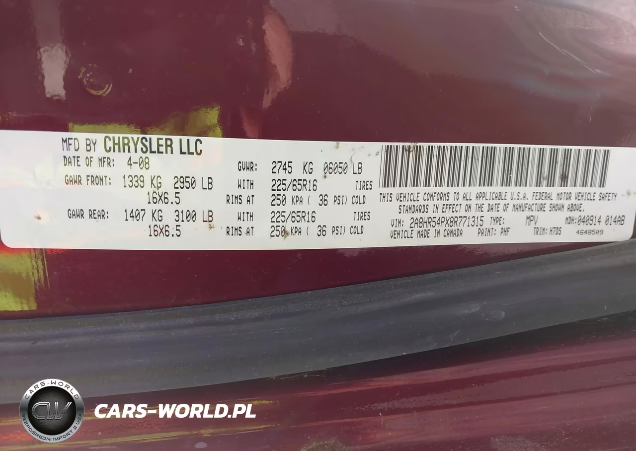 2008 Chrysler Town & Country Touring VIN:2A8HR54PX8R771315 - 9